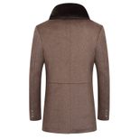 Mens Mid Length Wool Blend Coat Removable Faux Fur Collar Thickened Fabric Stylish Design Perfec