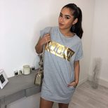 Vogue Printed Pocket Dress for Women Short Sleeve Round Neck Summer Casual Wear Available in Multiple Sizes