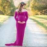 V Neck Long Sleeve Maternity Dress in Silk Cotton for Spring Photography Events in Multiple Sizes