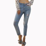 Womens Distressed Wash Jeans Ankle Split Slim Fit Casual Style Wholesale Supply for Retailers