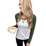 Womens Long Sleeve T Shirt Slim Fit Color Block Design Thumb Hole Detail Spring Autumn Casual Wear