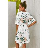Summer Floral Print V Neck Waist Tie Midi Dress for Women Casual Beachwear Available in S M L Wholesale Options