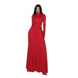 Elegant Womens Long Sleeve Maxi Dress Slim Fit Solid Color High Quality Fabric Winter Fashion fo