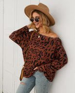 Leopard Print Sweater Original Design Elegant Style Long Sleeve Autumn Winter Wholesale Availabl