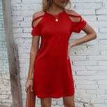Loose Fit Casual Knit Mini Dress Short Sleeve Off Shoulder Comfortable Fabric Spring Summer Fash