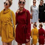 Womens Long Sleeve Sweater Dress Original Design Solid Color Autumn Winter Style Wholesale Avail