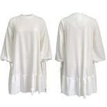 Loose Fit Solid Color Puff Sleeve Dress Plus Size Casual Style Autumn Wear Wholesale Available