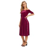 Off Shoulder Pleated Dress for Women Casual Style Spring and Summer Wear custom packaging
