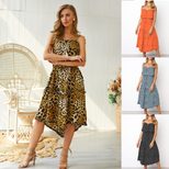 Summer Womens Dress Leopard Print Polka Dot Adjustable Straps Irregular Hem Casual or Party Wear