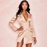 High Waist Irregular Hem Dress Sexy V Neck Long Sleeve Elegant Evening Wear