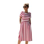 Striped Short Sleeve Dress Elegant Design Summer Style Perfect for Work Wholesale Available bulk
