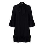 Plus Size Casual Dress Ruffled Sleeve Tie Waist Solid Color Comfortable Everyday Wear Wholesale