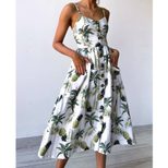 Bohemian Print Midi Dress for Women Backless Design Summer Casual Wear ready to ship