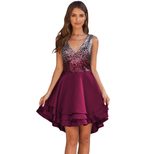Sequin Dress for Women V Neck Sleeveless Ruffle Hem Evening Party or Cocktail Wear Wholesale Ava
