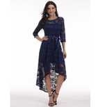 Lace Evening Dress Tailored Fit V Neck Long Sleeve Elegant for Parties