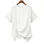 Womens Plus Size Short Sleeve T Shirt Casual Loose Fit Round Neck Fashionable Design Summer Wear