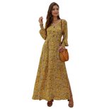 Floral Print Long Sleeve V Neck Dress Autumn Winter Style Casual Wear Ready to Ship bulk order