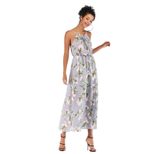 Womens Summer Dress Sleeveless Slim Fit Fresh Floral Print Lightweight Chiffon for Casual Wear D
