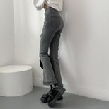 High Waisted Flared Jeans for Women Slim Fit Stretch Fabric Unique Heart Design Spring Fashion Wholesale Availab