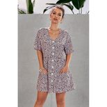 Summer Womens A Line Dress Leopard Print V Neck Short Sleeve Loose Fit Casual Wear