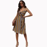 Color Block Striped Strapless Backless Dress Womens Fashion Summer Style Lightweight Fabric Whol