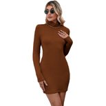 Knit Half High Neck Dress Elegant Backless Design Comfortable Fit Suitable for Office and Casual