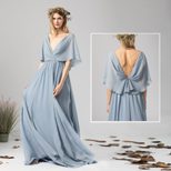 Chiffon Maxi Dress for Women Deep V Neck Backless Design Elegant Evening Wear Available in S to XL Sizes