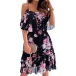 Chiffon Floral Print Off Shoulder Cami Dress Sexy Lightweight Summer Style Perfect for Parties a