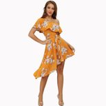 Asymmetrical Ruffle Hem Dress Floral Print One Shoulder Design Vacation Style Wholesale Availabl