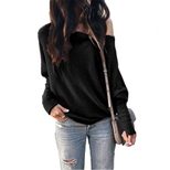 Off Shoulder Lantern Sleeve T Shirt for Women Casual Batwing Design Lightweight Fabric Autumn Collection
