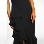 Elegant Backless Ruffle Maxi Dress for Women Short Sleeve Lightweight Fabric Evening Wear