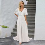 Long Sleeve Lace Embroidered Maxi Dress for Women Deep V Neck Solid Color Autumn Fashion