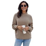 Womens Oversized Turtleneck Sweater Batwing Long Sleeves Warm Knit Fabric Versatile Style Perfect for Winter Wea