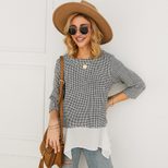 Womens T Shirt Color Block Design Casual Fit Short Sleeve Cotton Fabric