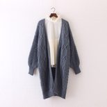 Long Oversized Chunky Knit Sweater Womens Pullover with Puff Sleeves Cable Knit Design Plus Size