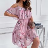 Chiffon Floral Print Off Shoulder Cami Dress Sexy Lightweight Summer Style Perfect for Parties a
