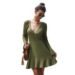 V Neck Knit Dress for Women Sexy Fit Long Sleeve Autumn Winter Fashion ready to ship