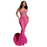 Sexy Lace Sheer Bodycon Dress Strapless Cutout Design Long Length Winter Fashion for Parties and