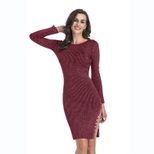 Knitted Midi Dress Button Detail Side Slit Bodycon Fit Spring Fashion for Women Wholesale Availa