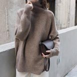 High Neck Womens Sweater Premium Quality Simple Design Solid Color Early Autumn Knitwear Wholesa