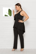 Plus Size Womens Jumpsuit Solid Color Comfortable Design One Shoulder Backless Style