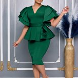 Elegant Ruffle Hem Bodycon Dress Solid Color Chic Design Perfect for Parties Wholesale Available