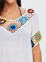 Bohemian Beach Cover Up Long Sleeve Hollow Out Loose Fit Crochet Design Perfect for Summer Vacat