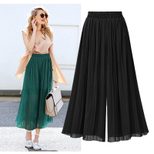 Wide Leg Chiffon Pants Loose Fit Comfortable Elastic Waist Summer Casual Wear for Women Wholesal