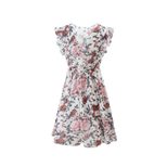 Floral Print Ruffle Sleeve Chiffon Dress for Summer Casual Wear in Multiple Sizes