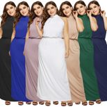 Plus Size Womens Evening Dress Elegant Design Long Sleeve V Neck Soft Fabric Autumn Wear