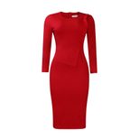 Plus Size Womens Spring Dress Ruffle Trim Solid Color Round Neck Bodycon Fit Office Wear Busines