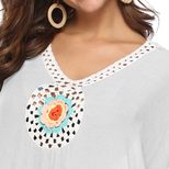 Colorful Tassel Beach Cover Up Dress Hand Crocheted Floral Patchwork Loose Fit Deep V Neck Whole