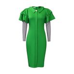 Plus Size Womens Dress Mesh Panel Pleated Design Elegant Style Autumn Winter Office Wear Wholesa