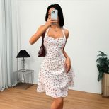 Floral Mini Ruffle Dress Sexy Halter Neck Summer Style Lightweight Fabric Wholesale Available